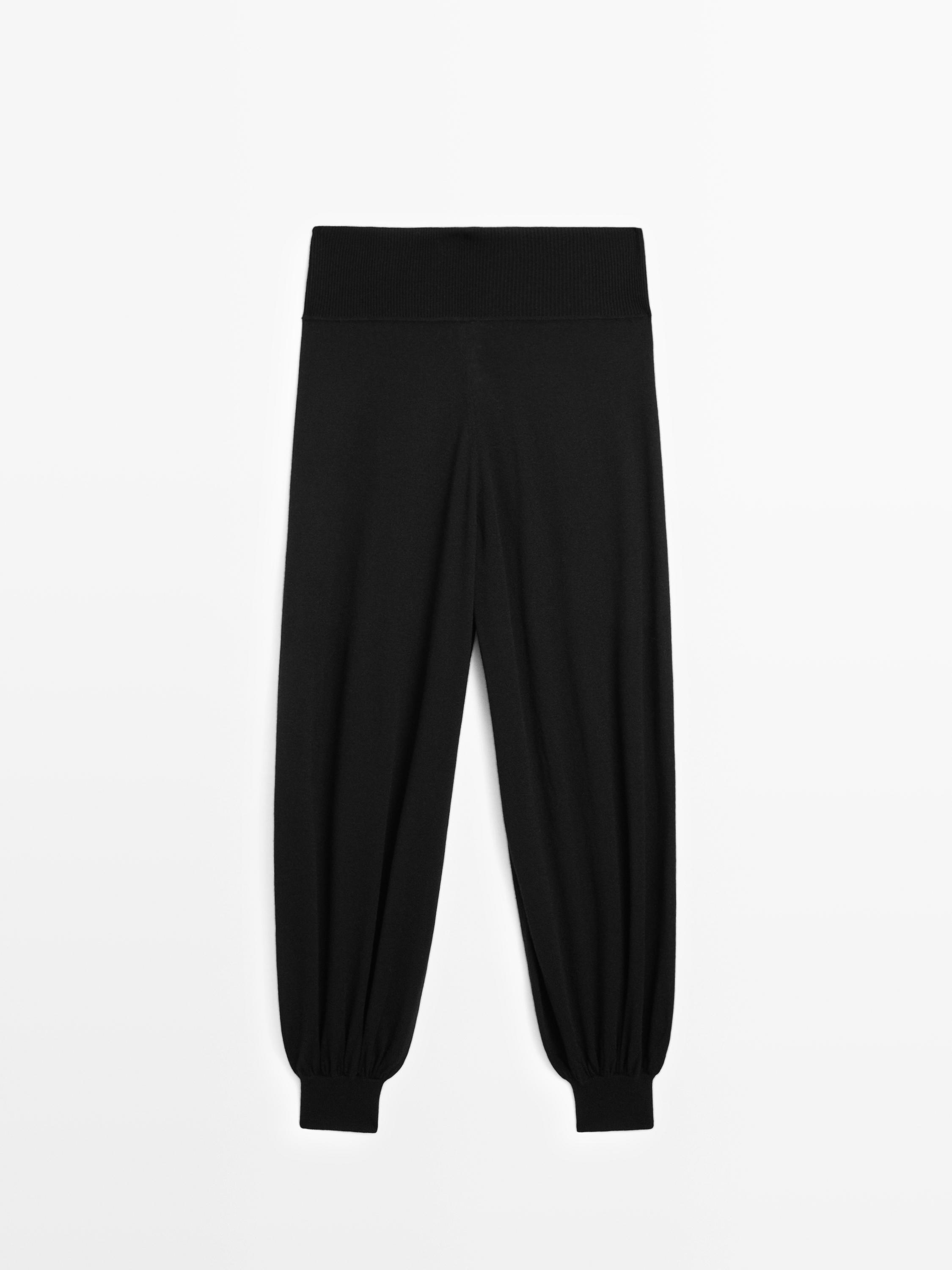Wool blend knit sarouel trousers